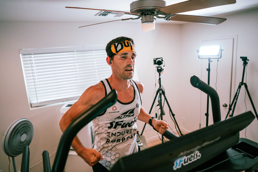 Zach Bitter set 2 new World Records in 100-Miles and 12-Hours on the treadmill in PURPOSE Running gear